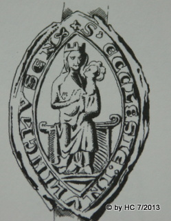 Das Siegel des Kloster Oelinghausen von 1284 mit der Umschrift: S.ECCLESIE IN ULINGHUSEN