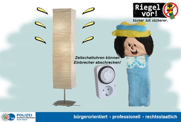 Zeitschaltuhren können helfen das eigene Heim sicherer zu machen! - Quelle: Kreispolizeibehörde Soest