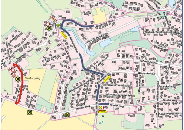 Die Busumleitung in Biekhofen (Quelle: Hansestadt Attendorn).