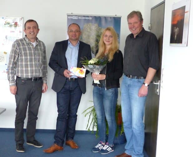 Kyrillos Kaioglidis, Bürgermeister Holger Menzel, Judith Misterek, Hartmut Kriem. Quelle: Stadt Hilchenbach