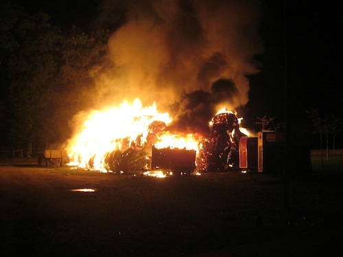Der Brand in Soest-Deiringsen (Quelle: Kreispolizeibehörde Soest).