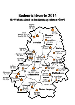 Bodenrichtwerte in den Neubaugebieten (Quelle: Märkischer Kreis).