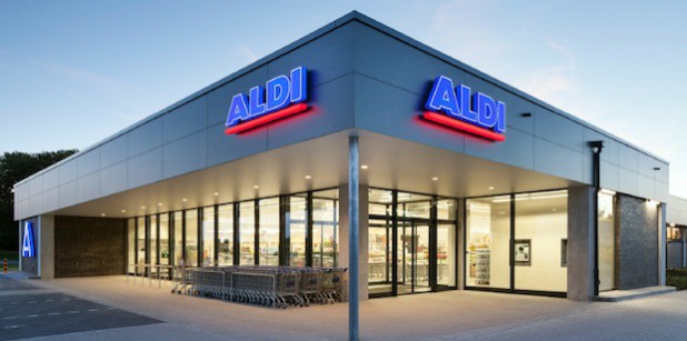 So soll der neue ALDI-Markt an der Frugesstraße künftig aussehen. Die Arbeiten zur Neuordnung haben jetzt begonnen (Foto: Hochbauplanung Klabunde + Egert).