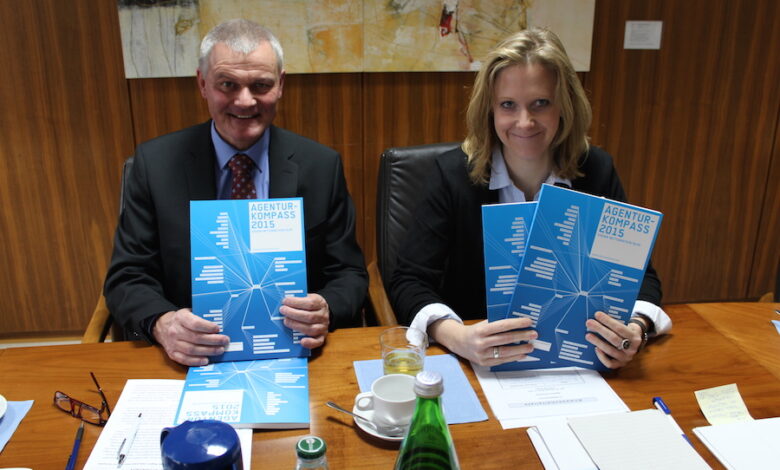 Klaus Gräbener und Tanja Bauschert präsentierten am heutigen Mittwochvormittag im Rahmen einer Pressekonferenz den neuen Agenturkompass 2015.