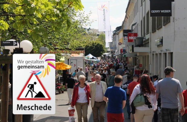 „Wir gestalten gemeinsam“: Für eine Umgestaltung der Ruhrstraße wollen Anlieger und Stadt Meschede gemeinsam anpacken (Fotomontage: Stadt Meschede).