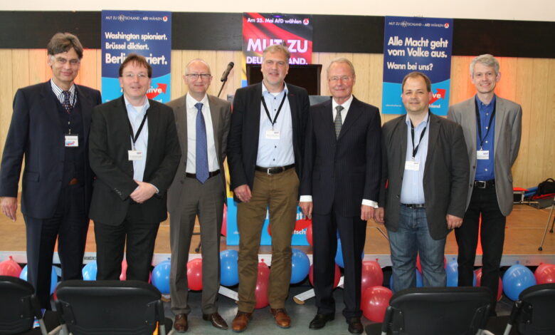 Foto: Vor genau einem Jahr war die AfD Welt in Olpe noch in Ordnung. Im Europawahlkampf begrüßten die Olper AfDler Hans Olaf Henkel und wurden auf Anhieb die drittstärkste Kraft im Kreis Olpe nach CDU und SPD. Der Vorstand arbeitete ohne Skandale oder Streitigkeiten.