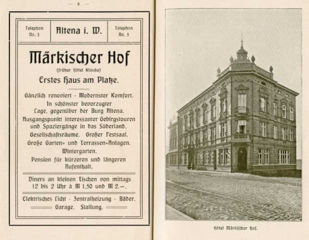 Seinerzeit ein beliebtes Hotel: der "Märkische Hof" (Foto: Kreisarchiv Märkischer Kreis).