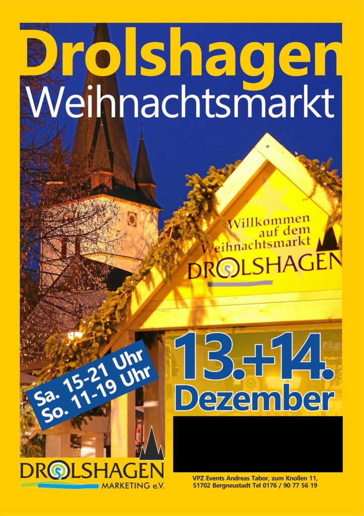 Weihnachtsmarkt Drolshagen 2025 - Das Veranstaltungsplakat.